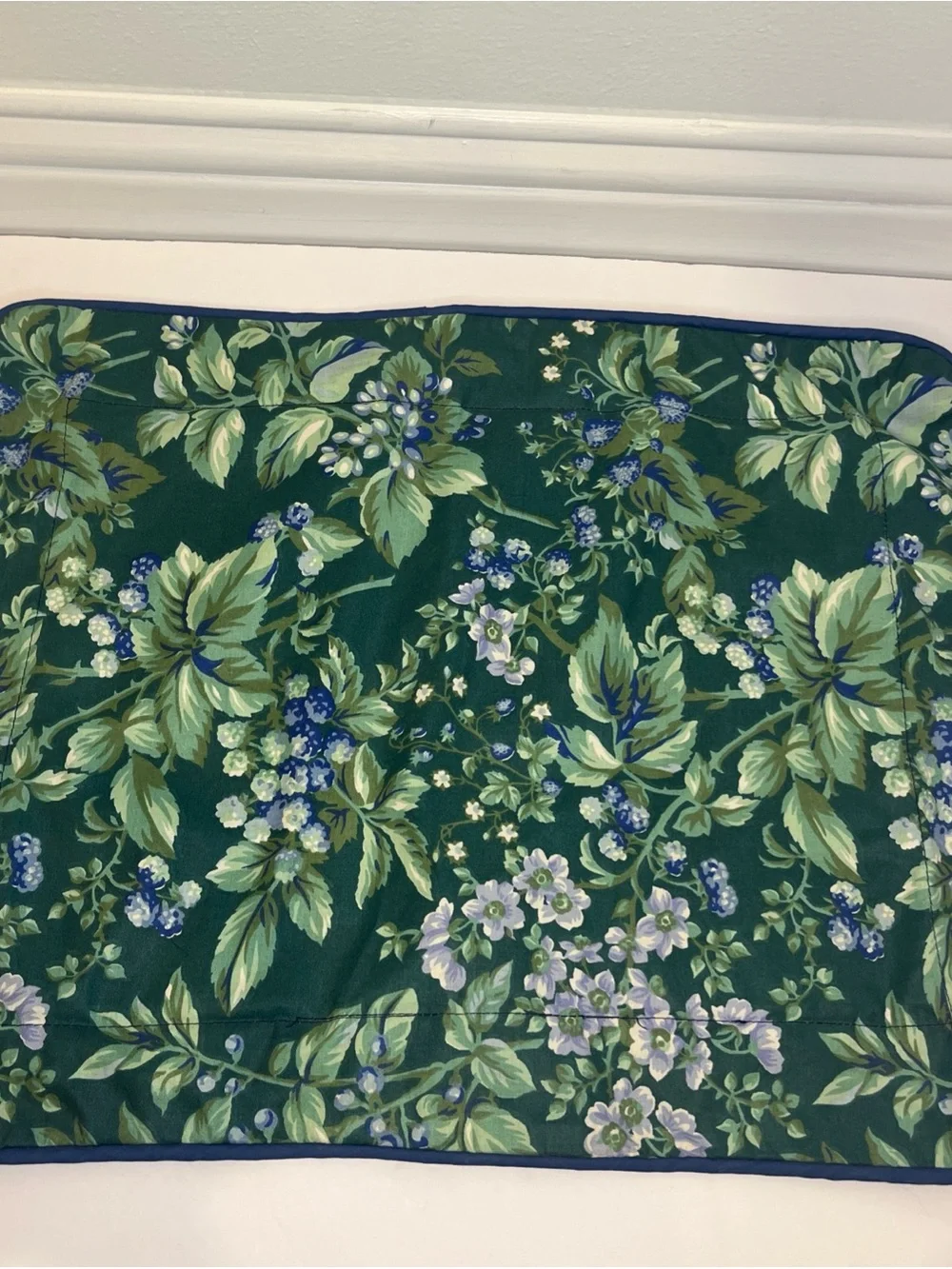 Vintage Laura Ashley Bramble Berry Pillow Sham Green Blue Lavender Floral Single